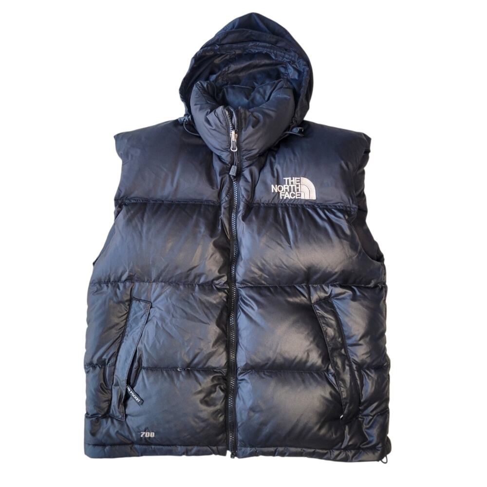 VTG The North Face 1996 Retro Nuptse Puffer Vest 700 Goose Down Black Womens SM - Picture 2 of 14
